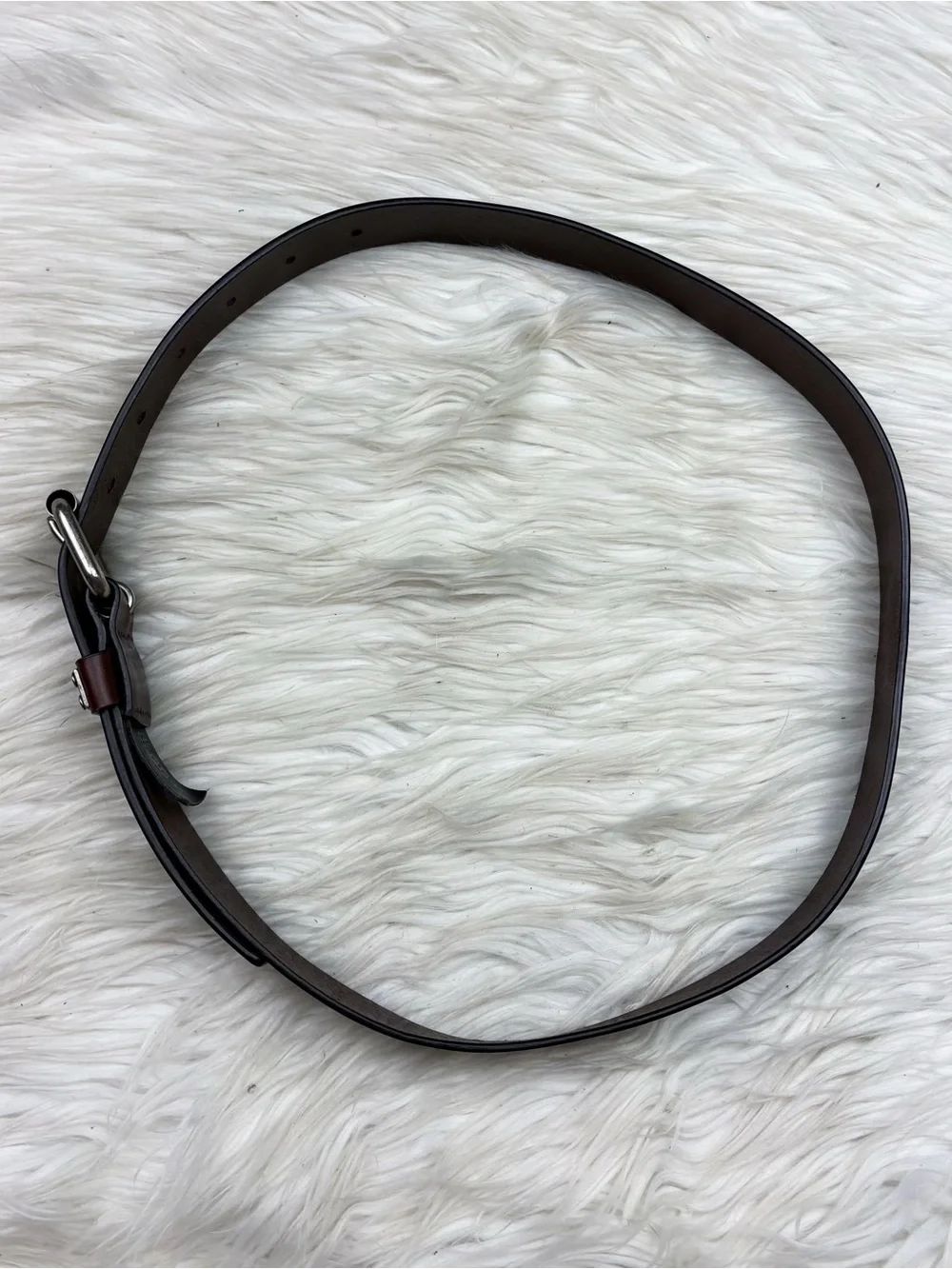 Dr. Martens Leather Belt Vintage Brown Silver Buckle Mens Small